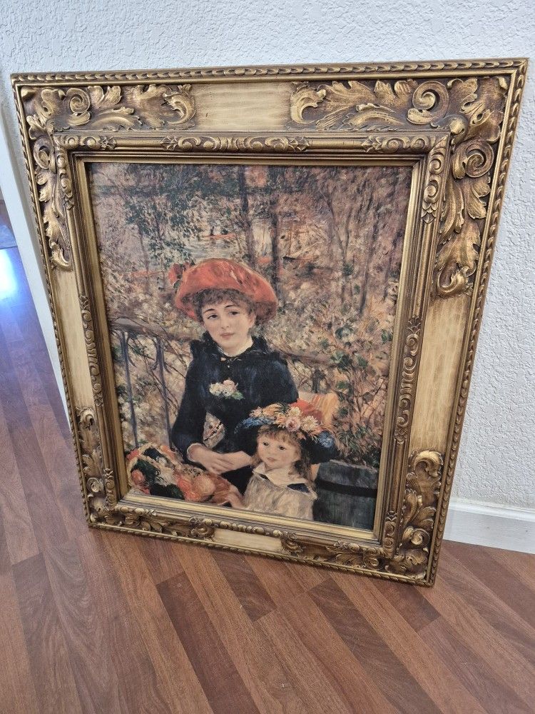 Woman and Child Painting Beautifully Framed.