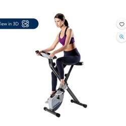 Stamina Folding Cardio Upright Exercise Bike with Heart Rate Sensors and Extra Wide Padded Seat