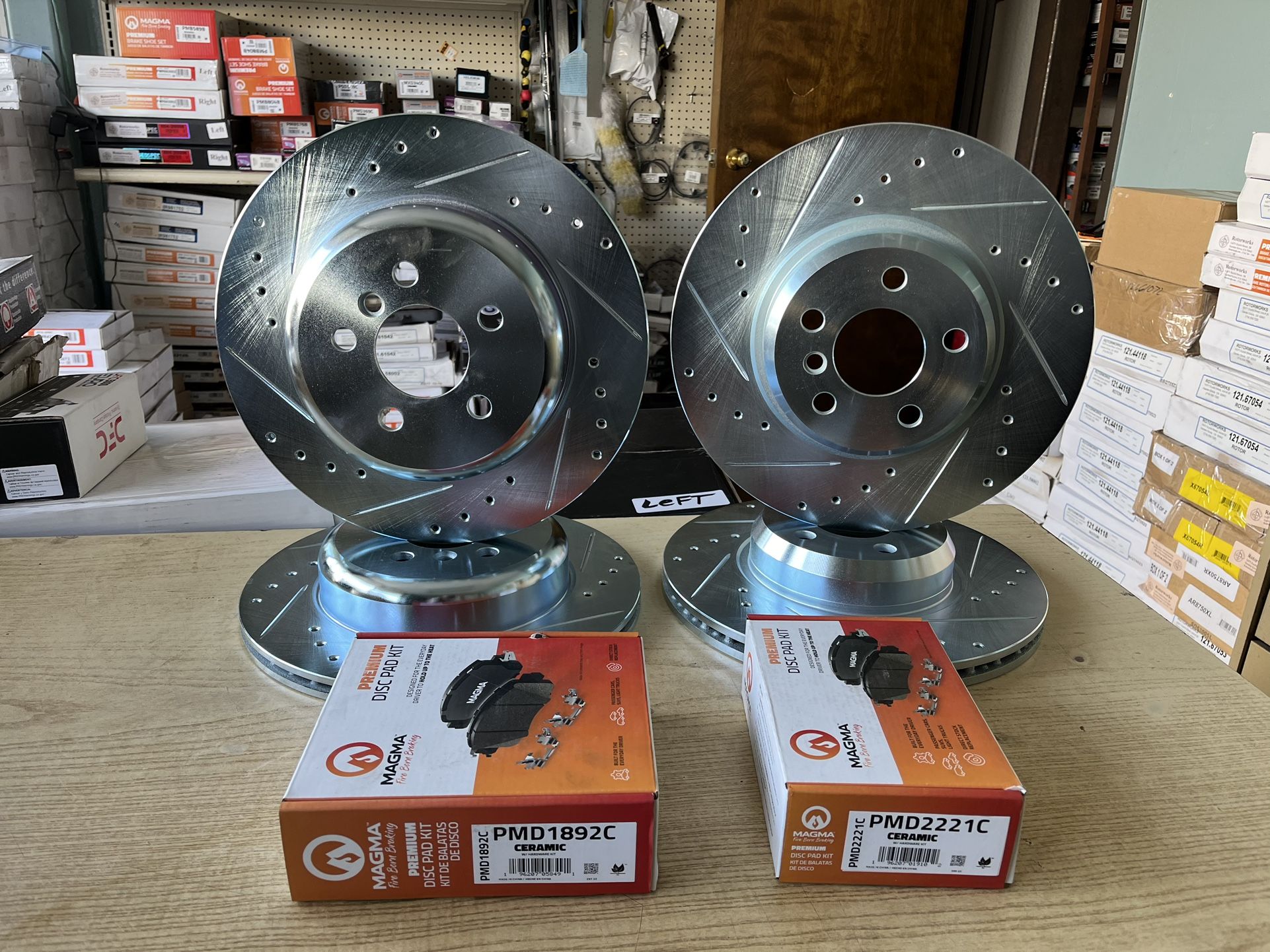 BMW 330i 19-23 430i 21-24 Front & Rear Drill Slot Rotors Ceramic Brake Pads