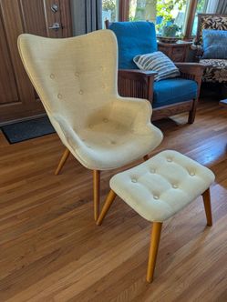 Mid-Century Modern Accent Chair with Ottoman