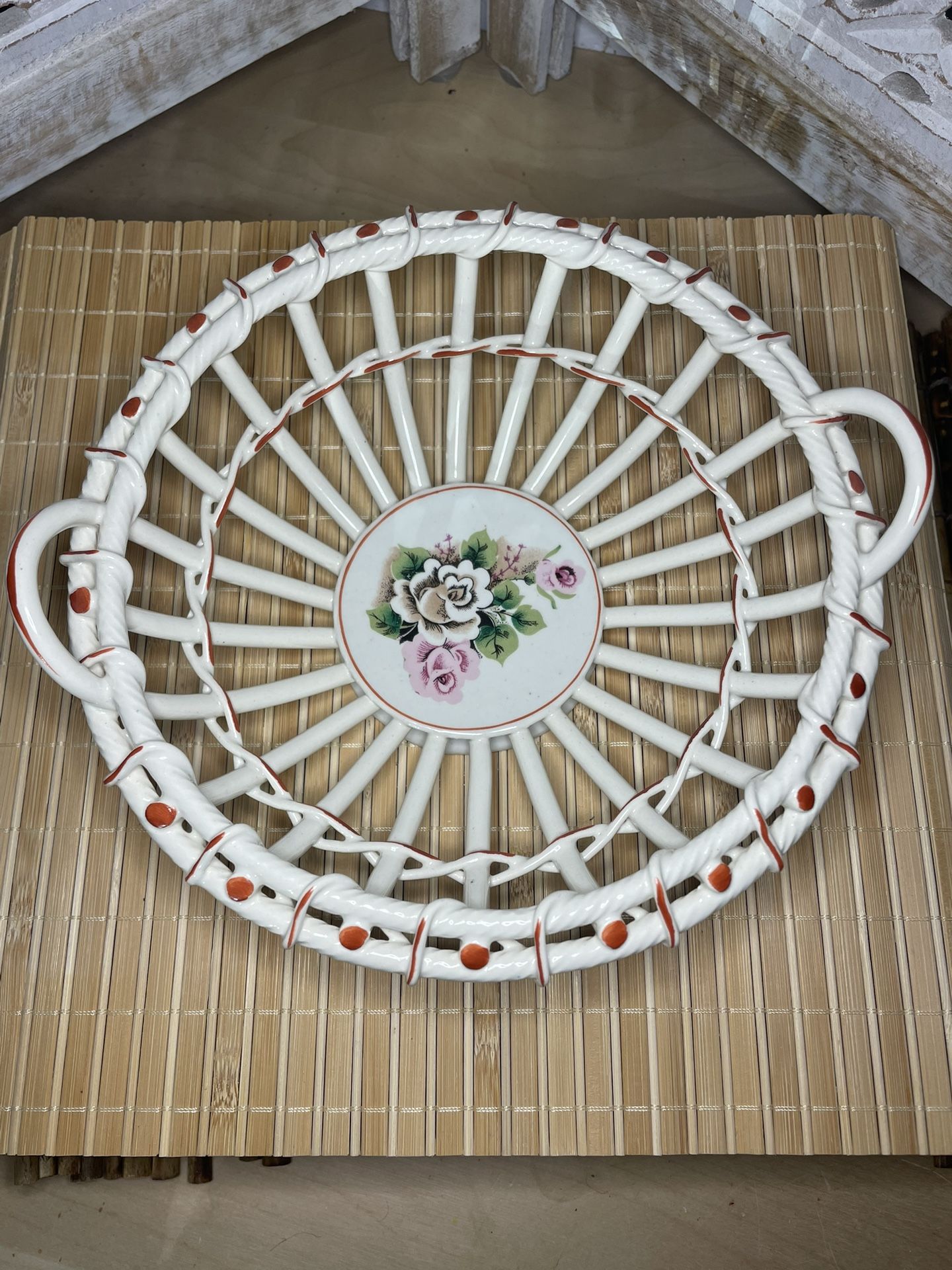 Vintage Ceramic Handmade Basket/decorative Bowl Dish - Hand Made