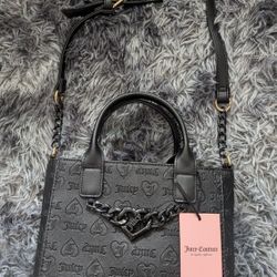 Juicy Couture Embossed Black Handbag with Adjustable Strap - New with Tags