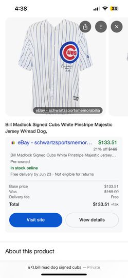 Bill Madlock Signed Cubs Jersey