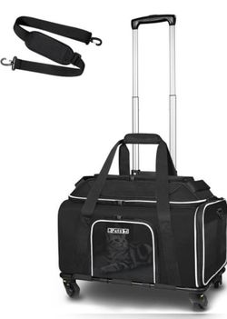 Petskd Top-Expandable Pet Carrier with Wheels 17×12×8.5 Inches JetBlue Allegiant Spirit Airline Approved, Soft-Sided Carrier for Small Cat Dog with Lo