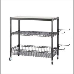 3-Tier Storage Wire Cart, Matte Black Finish, 250 lb capacity