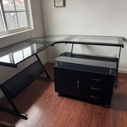 Glass Desk & Drawer Set