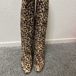 Womens Faux Leather Leopard Boots 