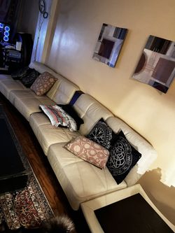 White Leather Lounge Couch