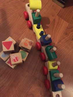 Wood train with blocks