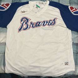Men’s Atlanta Braves Hank Aaron Nike White Home Cooperstown Collection Player Jersey 