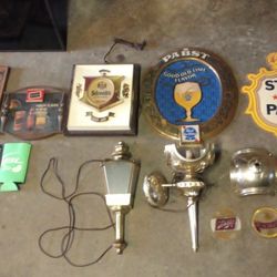 Large Assortment Of Antique Or Vintage Bar Signs And Bar Stuff