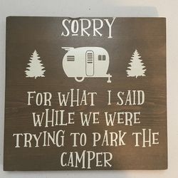Camping Custom Wooden Sign 12 X 12