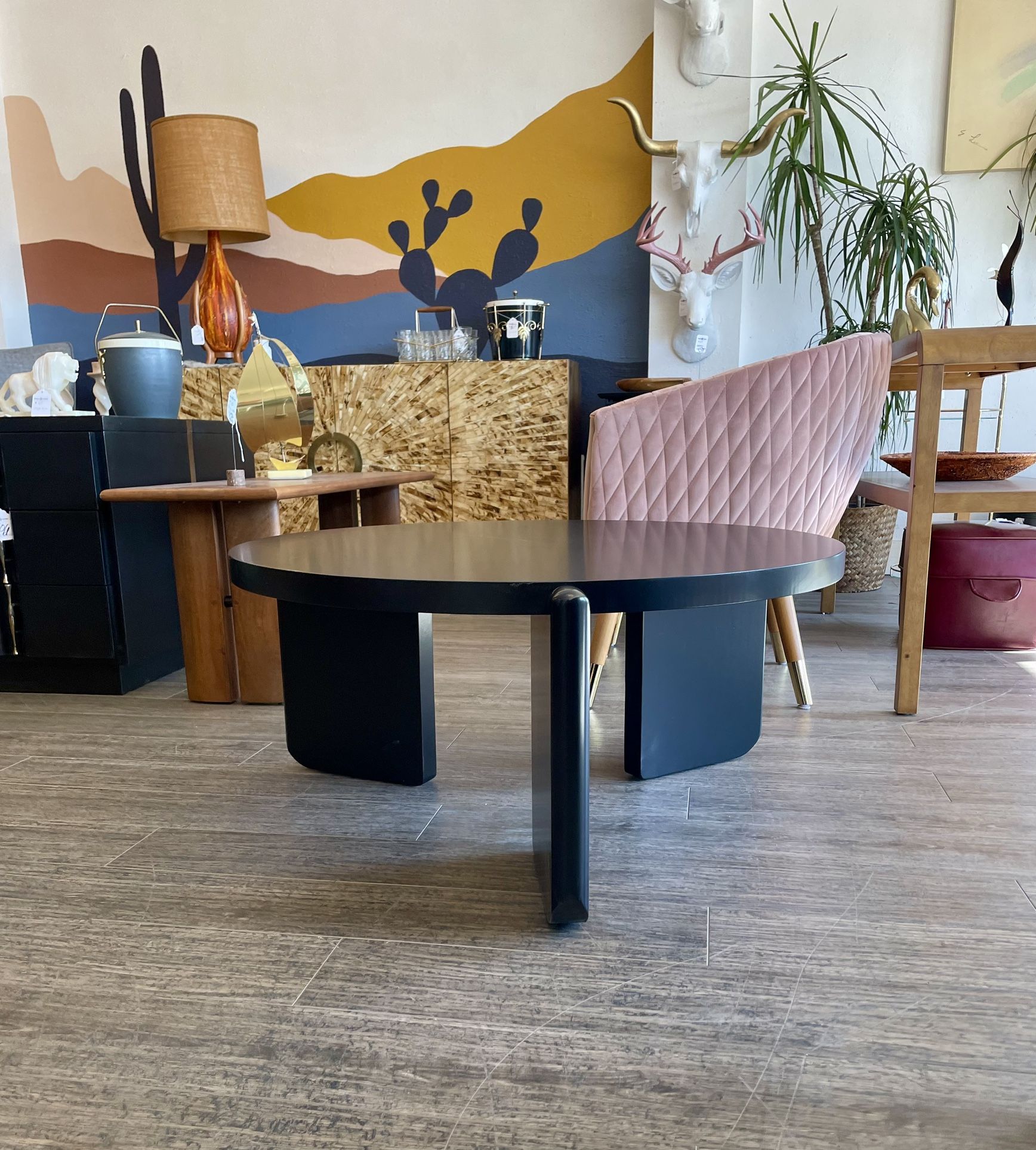 New Black Modern Round Coffee Table 
