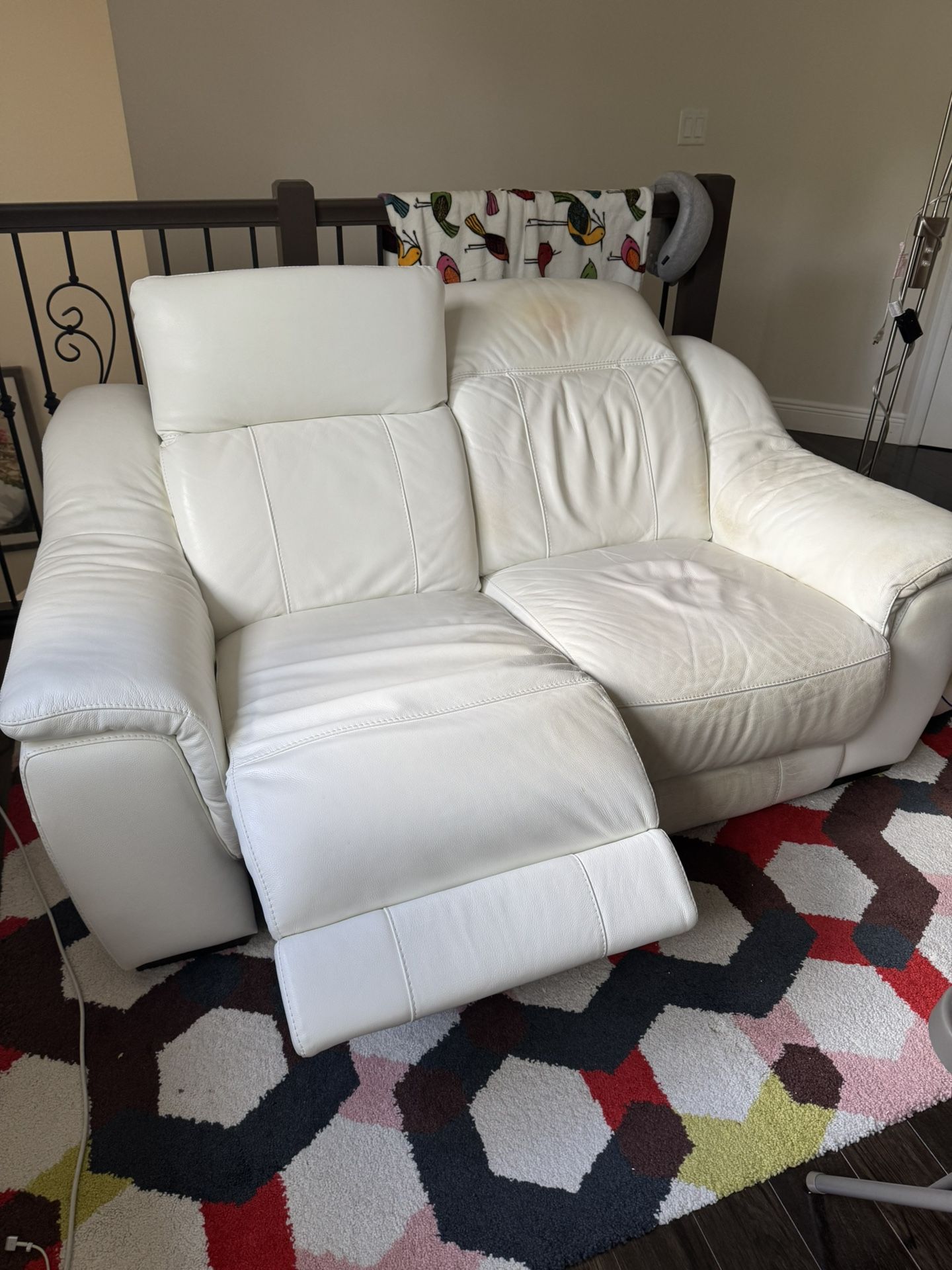 Reclining Leather Couch White