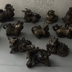 12 pc. Complete Set Brass Chinese Zodiac Lunar Year Figurines