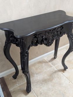 Black Baroque Carved Wood Console Table