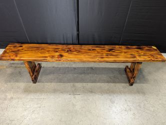 Rustic Charred Wood Outdoor Bench