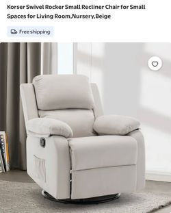 Korser Swivel Rocker Small Recliner Chair for Small Spaces for Living Room,Nursery,Beige
