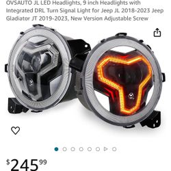 Pair Of Led Headlights With Drl Lights 9” Inch Round 