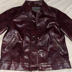 Dark Red Leather Jacket (Cavalini)