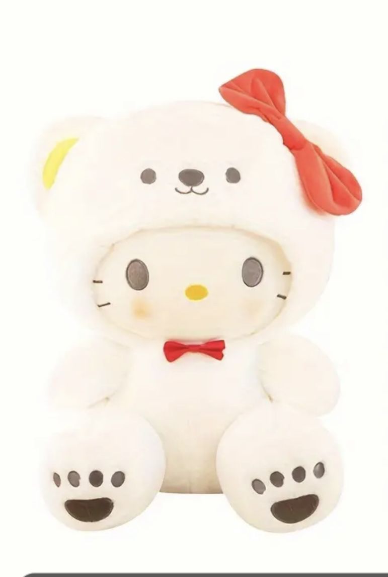 Hello Kitty White Plush Teddy Bear 