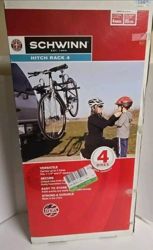 Schwinn Bike Hitch Rack Holds 4 Bikes, 35lbs Max Weight Per Bike