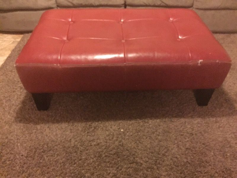 Red leather Ottoman