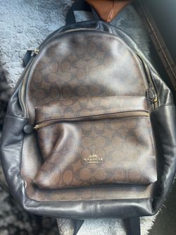 Leather coach backpack