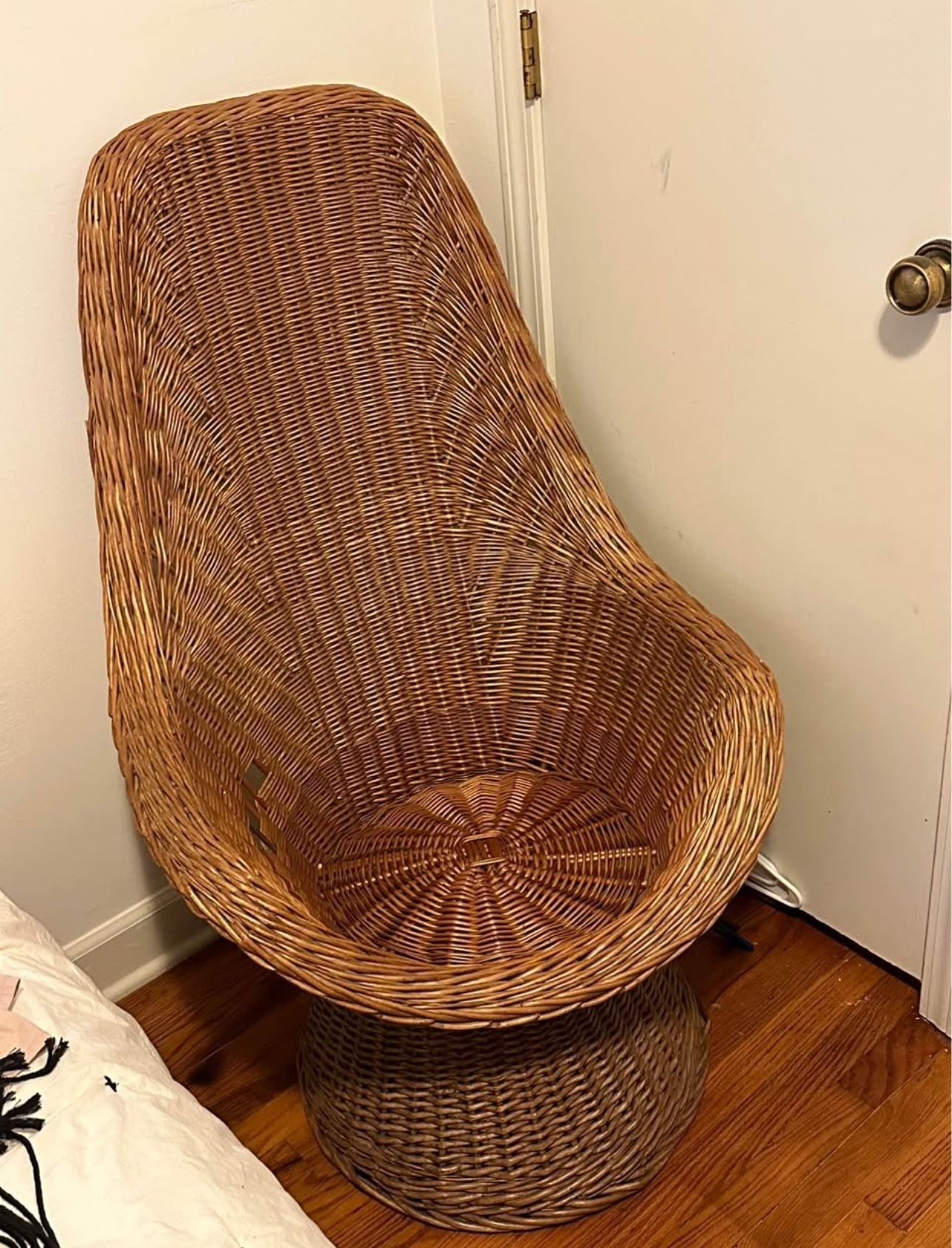 Boho Mid Century wicker high back chair