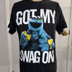 Sesame Street Black T Shirt Got My Swag On Cookie Monster Adult Unisex Sz M