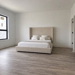 Bed Frame beige new 