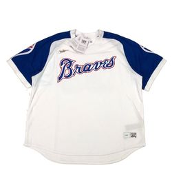 Nike Atlanta Braves Jersey 2XL XXL White Cooperstown Pullover Shirt Script BNWT!