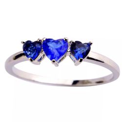 925 Silver Blue Sapphire Gemstone Ring Size #6,7 & 8