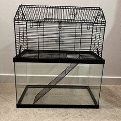 Small Animal High Rise Tank Topper, 19.25" L X 9.75" W X 11.5" H. Plus a cage