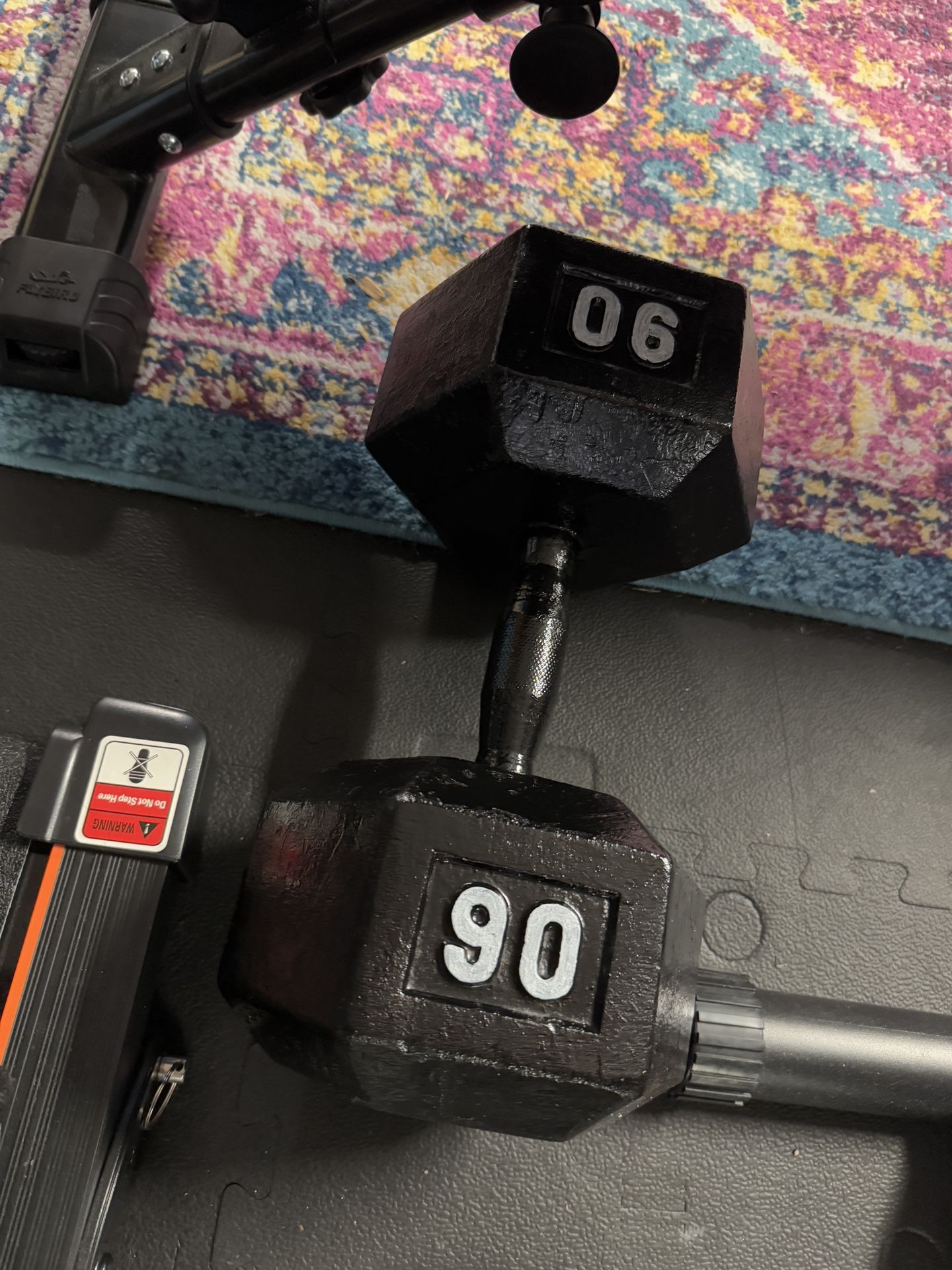 Pair Of 90 Lb Cast Iron Dumbbells