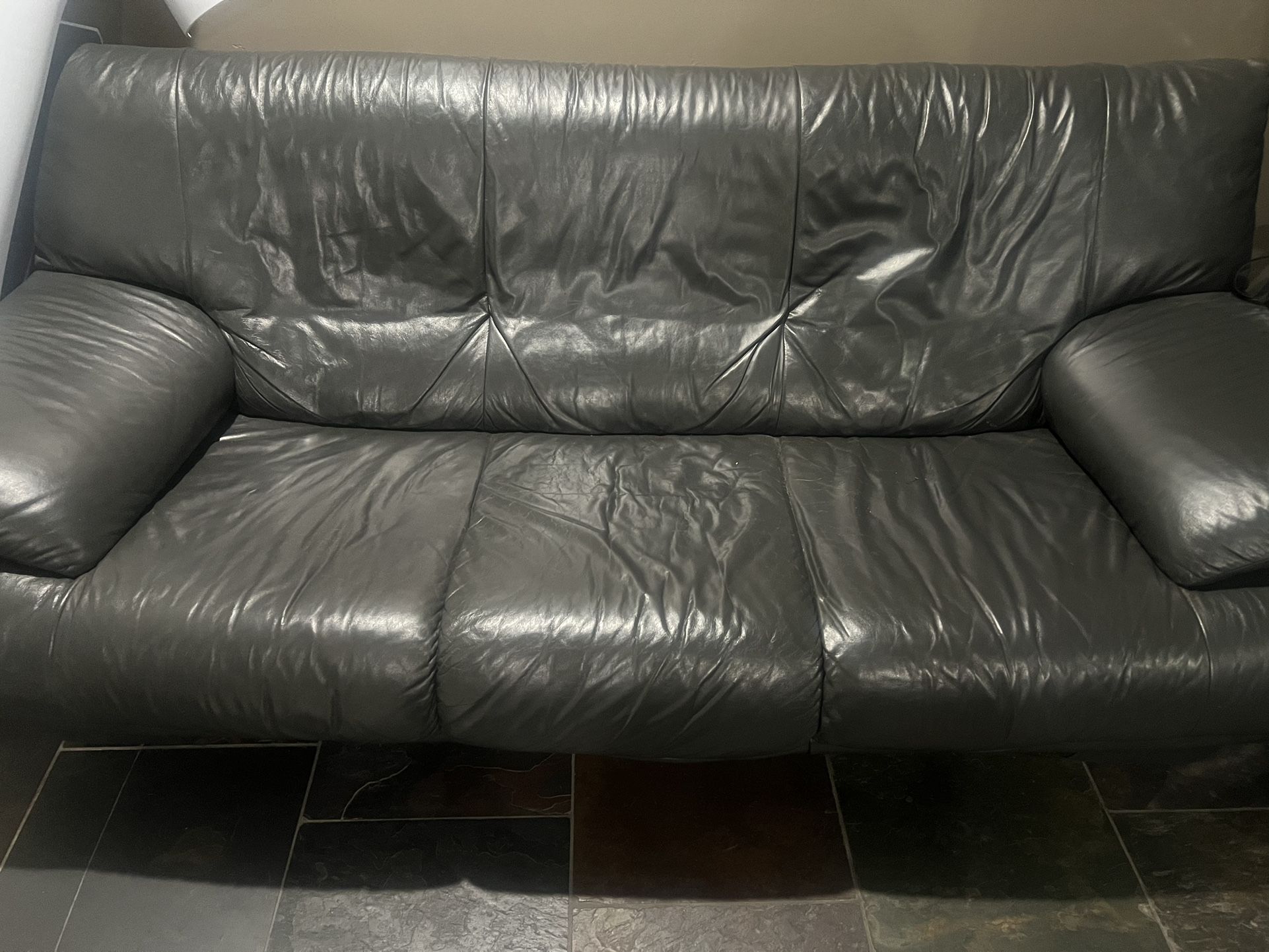 $150 Soft, Supple Deep Very Comfortable Black Leather Couch 