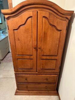 Two Drawer Wood Clothing Armoire