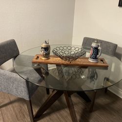 Kitchen Table With Chairs - Round Glass