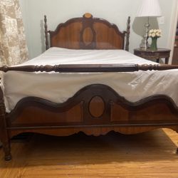  Vintage Wood Double Bed - Headboard  Footboard & Side rails 