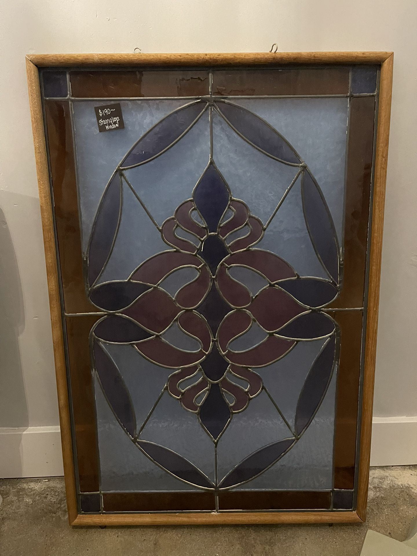 Large stain glass window hanging art piece