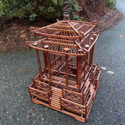 Vintage Wood Bird Cage  