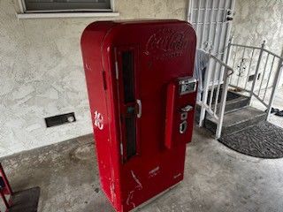 Coke Machine Its A Vendo 81 Small Door Machine Is Straight But Has Some Rust On Glass Door Frame, turns on gets cold