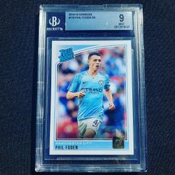 2018-19 Donruss Soccer Rated Rookie #178 Phil Foden RC BGS 9, PSA 9