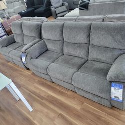 New Reclining Sofa And Loveseat In Grey 