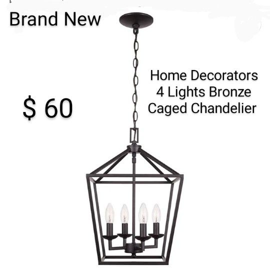 Brand New Home Decorators 4 Lights Bronze Caged Chandelier