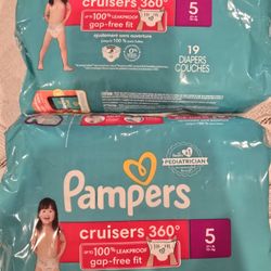 Pampers Cruisers 360 Diapers, Size 5,  19 Count X 2