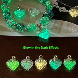 Glow N Dark Heart Shaped Necklace & Earring Set