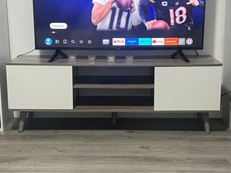 Modern Light Gray TV Stand with Storage