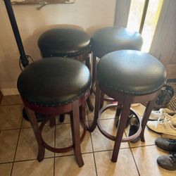 Set of 4 Wooden Barstools
