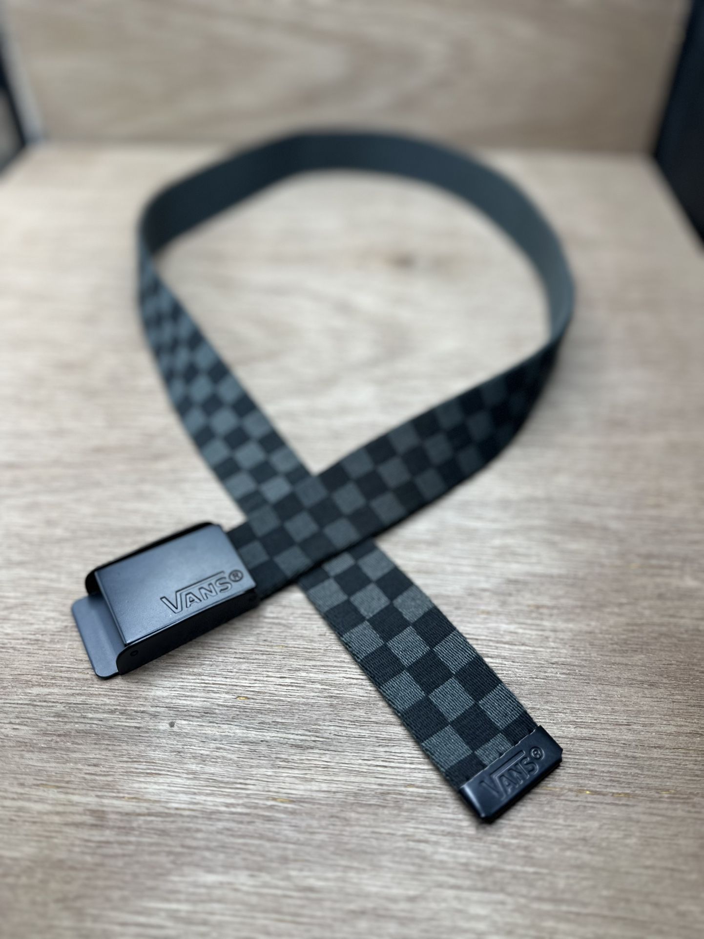 Vans Web Belt Checkered Gray Black Mens OSFM Bottle Opener
